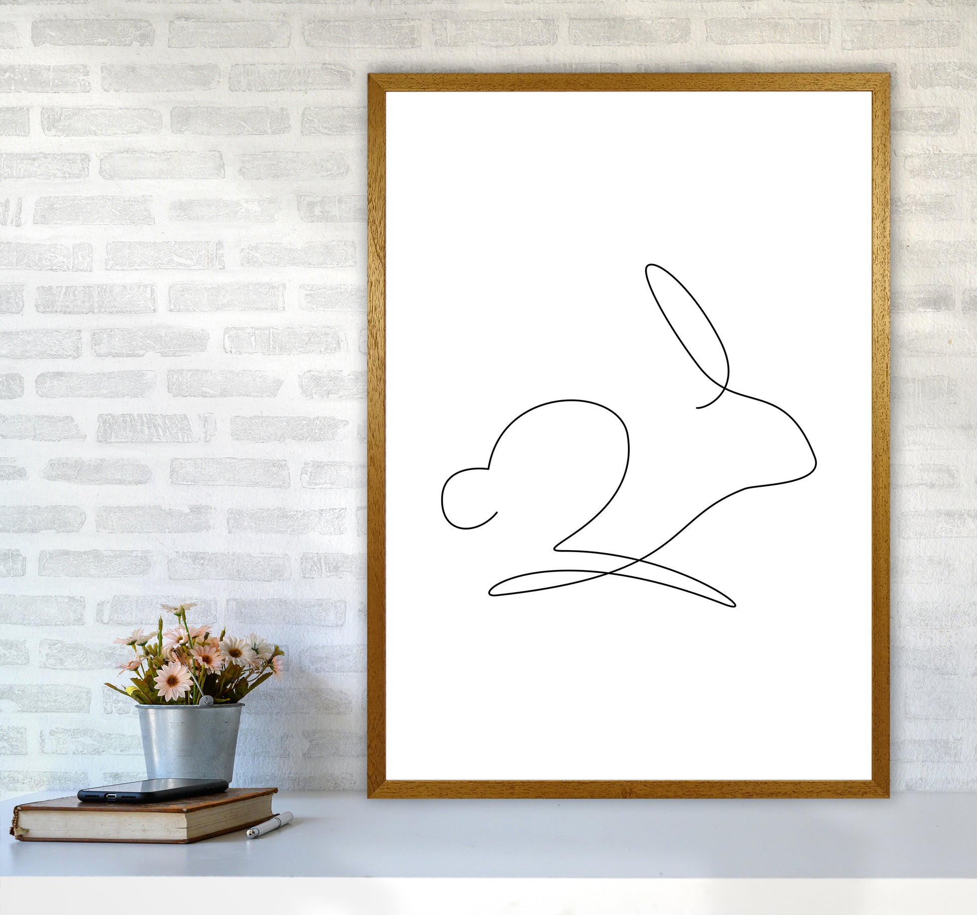 One Line Rabbit Art Print by Seven Trees Design A1 Print Only