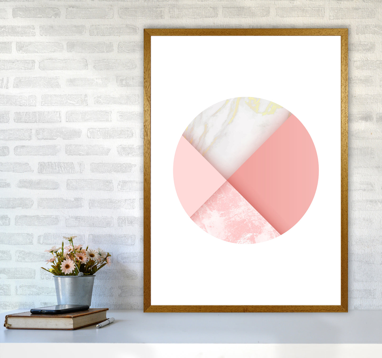 Pink Marble Circle III Abstract Art Print by Seven Trees Design A1 Print Only