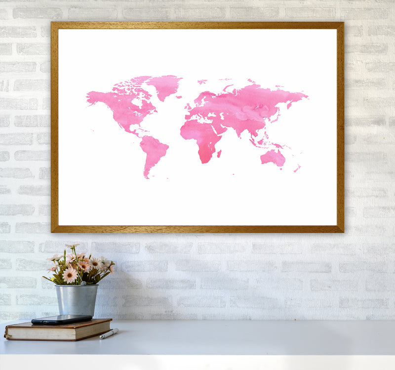 Pink Watercolor World Maps Art Print by Seven Trees Design A1 Print Only