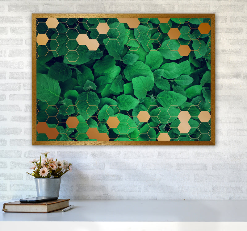 Polygonal Gold Leaves Art Print by Seven Trees Design A1 Print Only