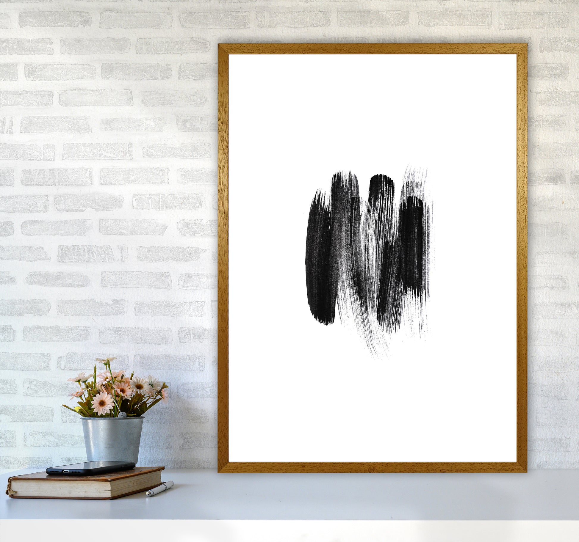 The Black Strokes Abstract Art Print by Seven Trees Design A1 Print Only