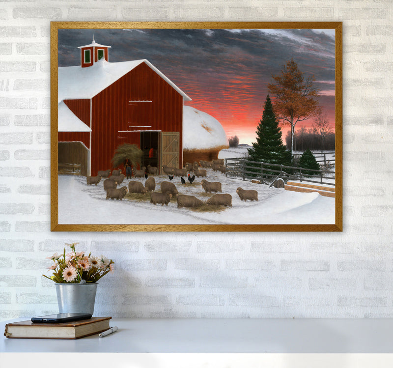 Snowy Farm Art Print by Seven Trees Design A1 Print Only