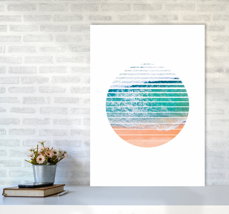 Geometric Ocean Art Print by Seven Trees Design A1 Black Frame