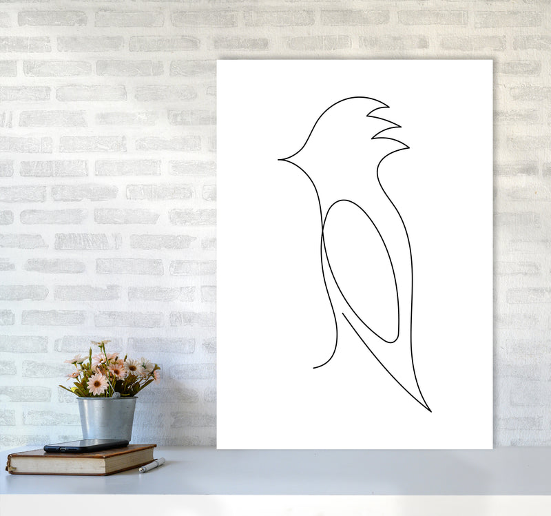 One Line Bird Art Print by Seven Trees Design A1 Black Frame
