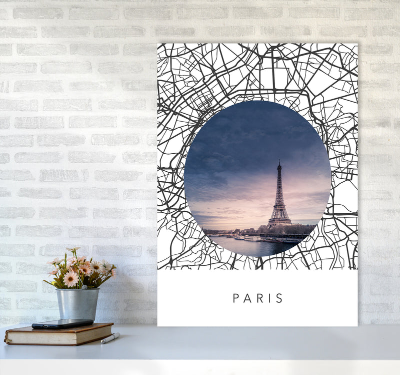 Paris Streets Collage Art Print by Seven Trees Design A1 Black Frame