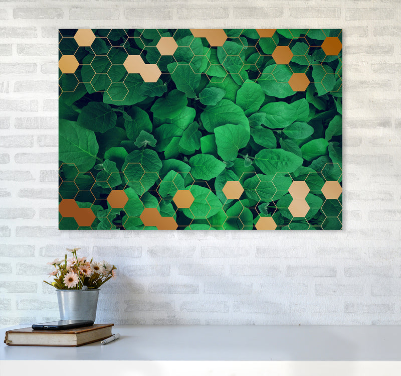 Polygonal Gold Leaves Art Print by Seven Trees Design A1 Black Frame