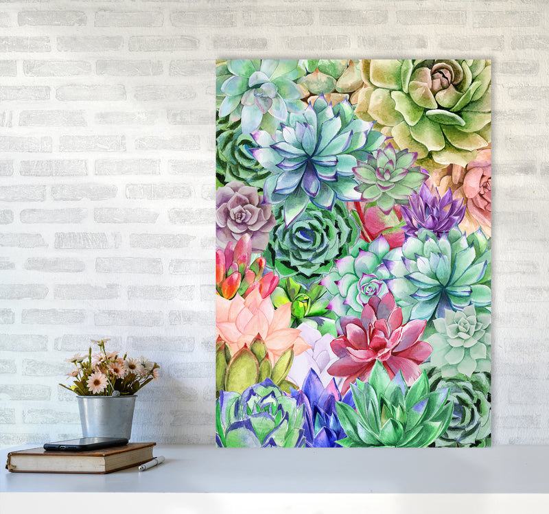 Succulents Paradise Botanical Art Print by Seven Trees Design A1 Black Frame