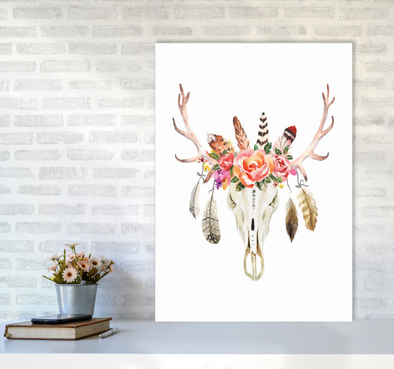 Boho cow skull Art Print by Seven Trees Design A1 Black Frame