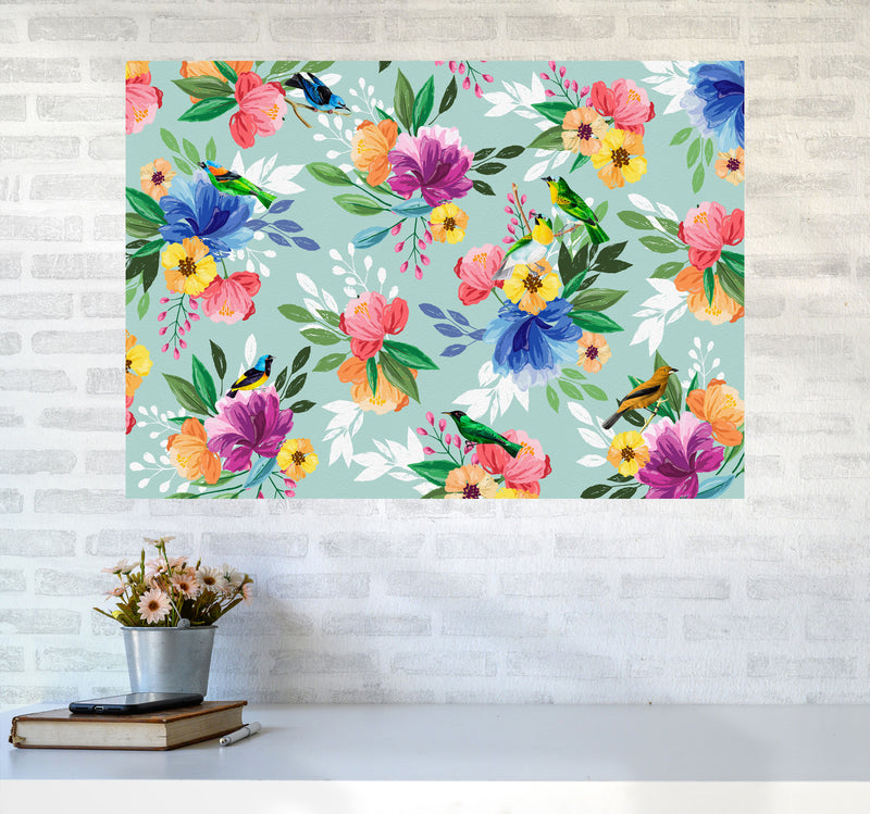 flowers birds Art Print by Seven Trees Design A1 Black Frame