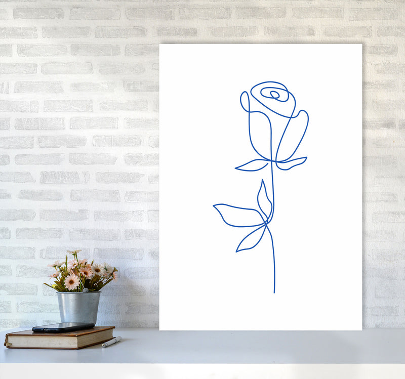 One Line Flower Art Print by Seven Trees Design A1 Black Frame