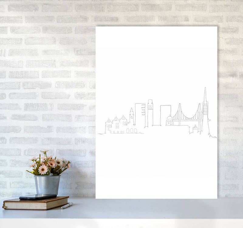 One Line San Francisco Art Print by Seven Trees Design A1 Black Frame