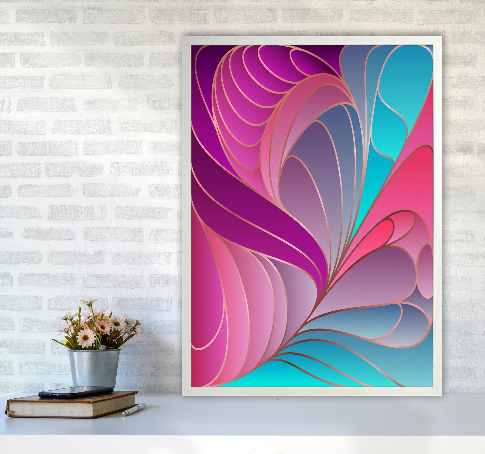 Colorful Art Deco II_ Art Print by Seven Trees Design A1 Oak Frame