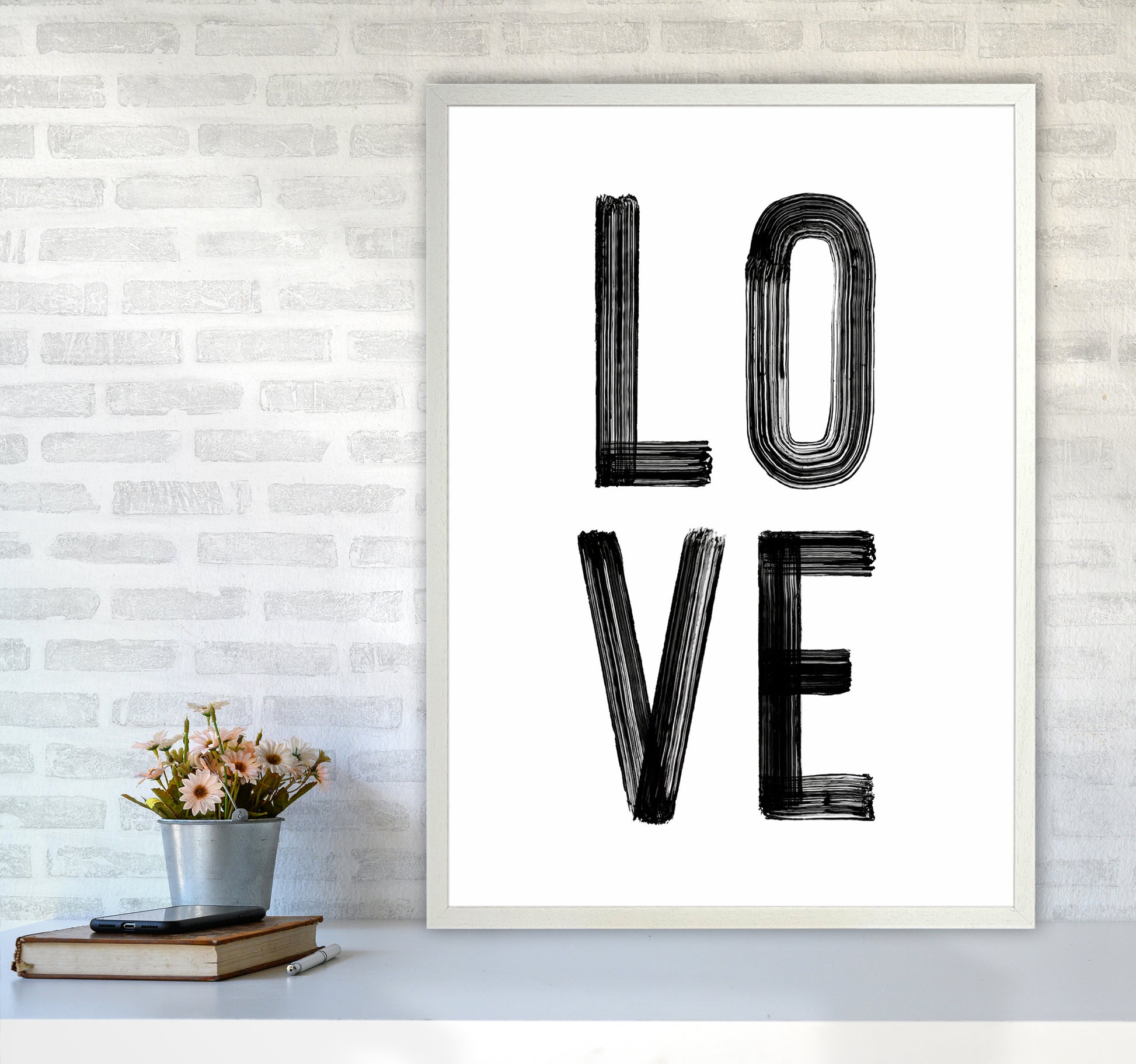 Love in Black Quote Art Print by Seven Trees Design A1 Oak Frame