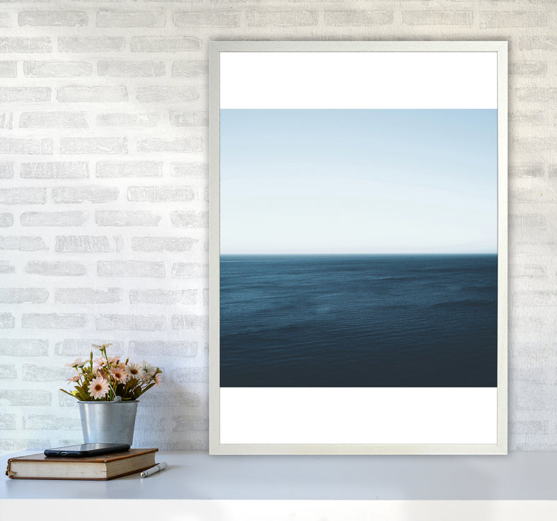 Minimal Ocean Photography Art Print by Seven Trees Design A1 Oak Frame