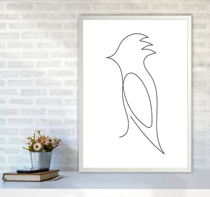 One Line Bird Art Print by Seven Trees Design A1 Oak Frame