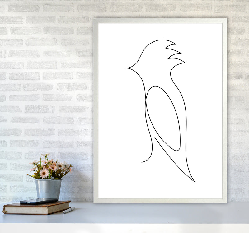 One Line Bird Art Print by Seven Trees Design A1 Oak Frame