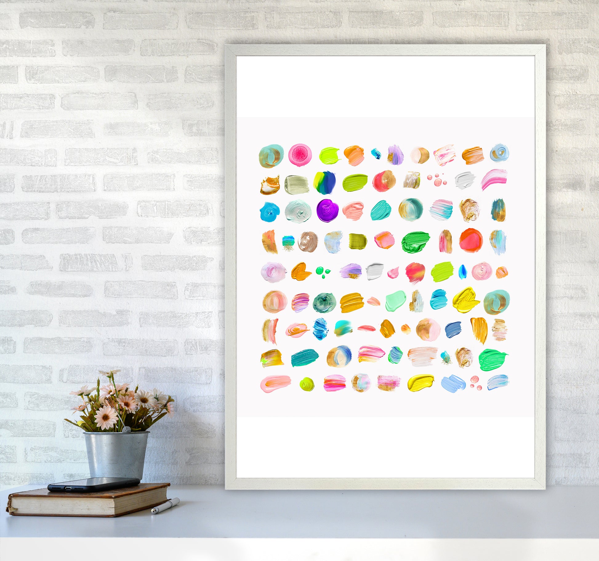 Painting Paradise Abstract Art Print by Seven Trees Design A1 Oak Frame