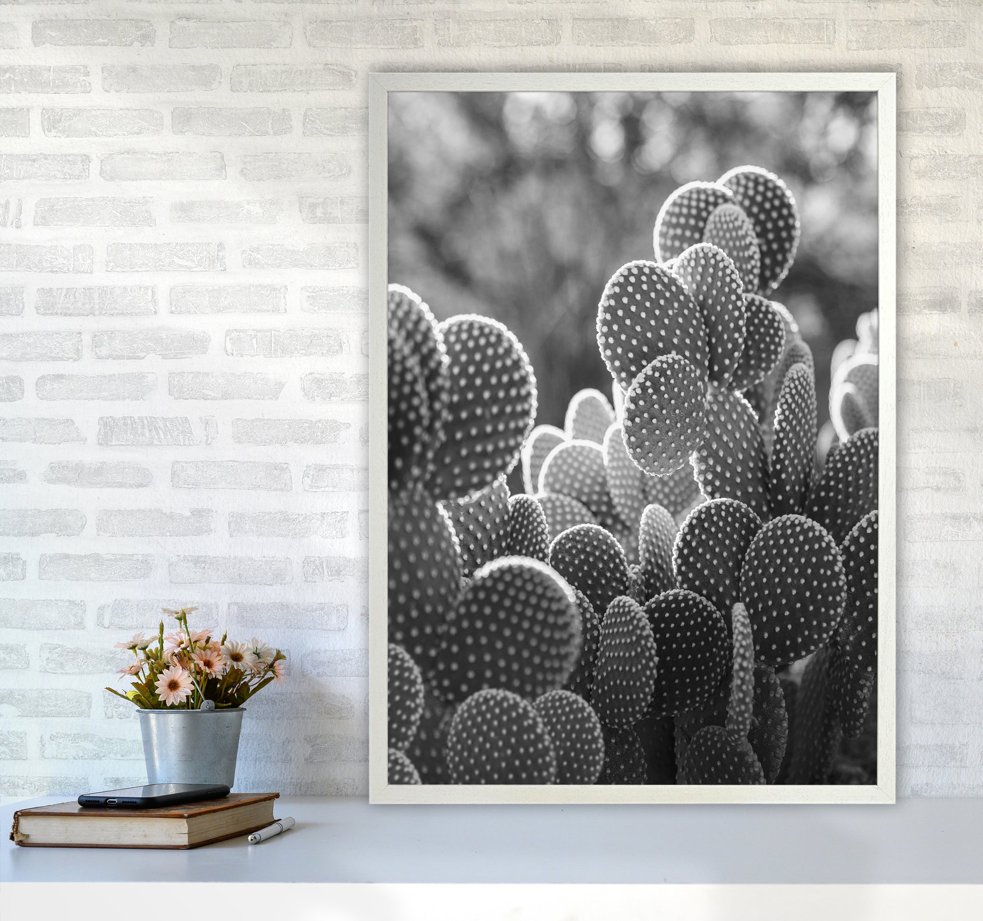 The Cacti Cactus B&W Art Print by Seven Trees Design