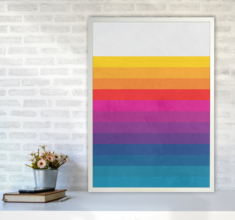 Vintage Retro Lines Art Print by Seven Trees Design A1 Oak Frame