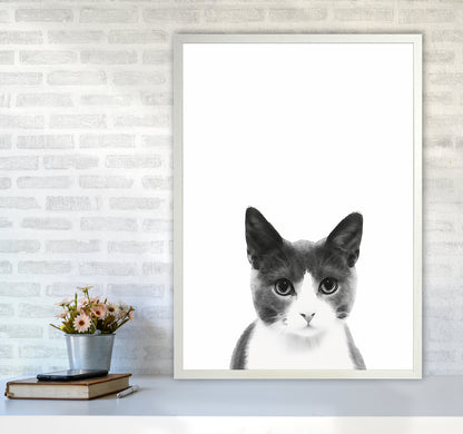 Watercolor Cat Art Print by Seven Trees Design A1 Oak Frame