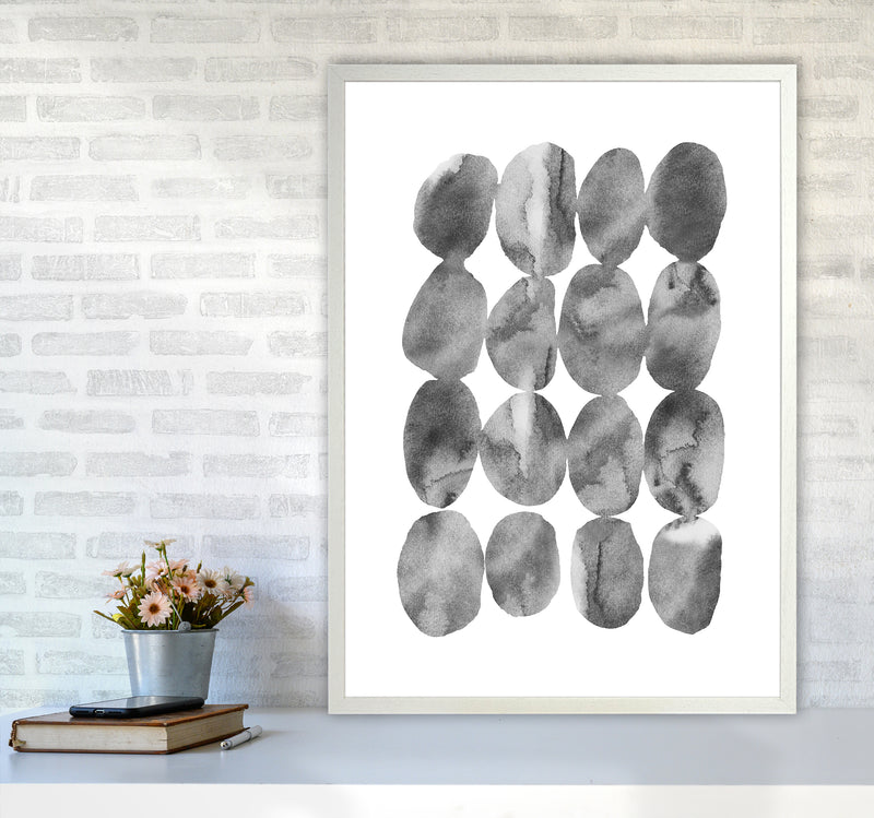 Watercolor Grey Stones Art Print by Seven Trees Design A1 Oak Frame