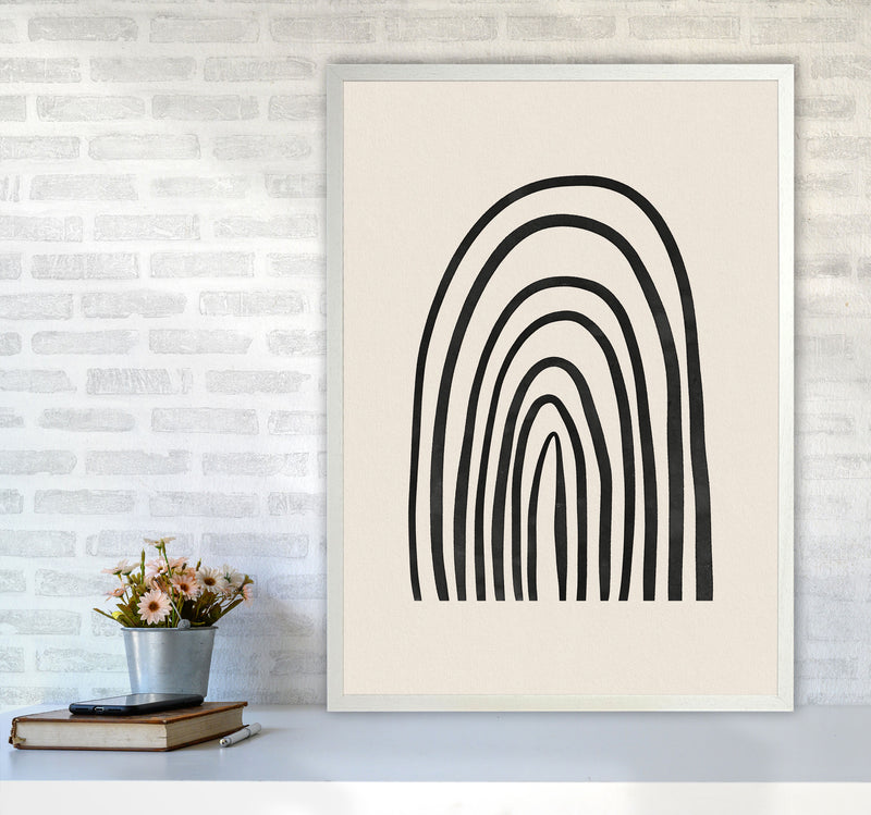 Black Watercolor Rainbow Art Print by Seven Trees Design A1 Oak Frame
