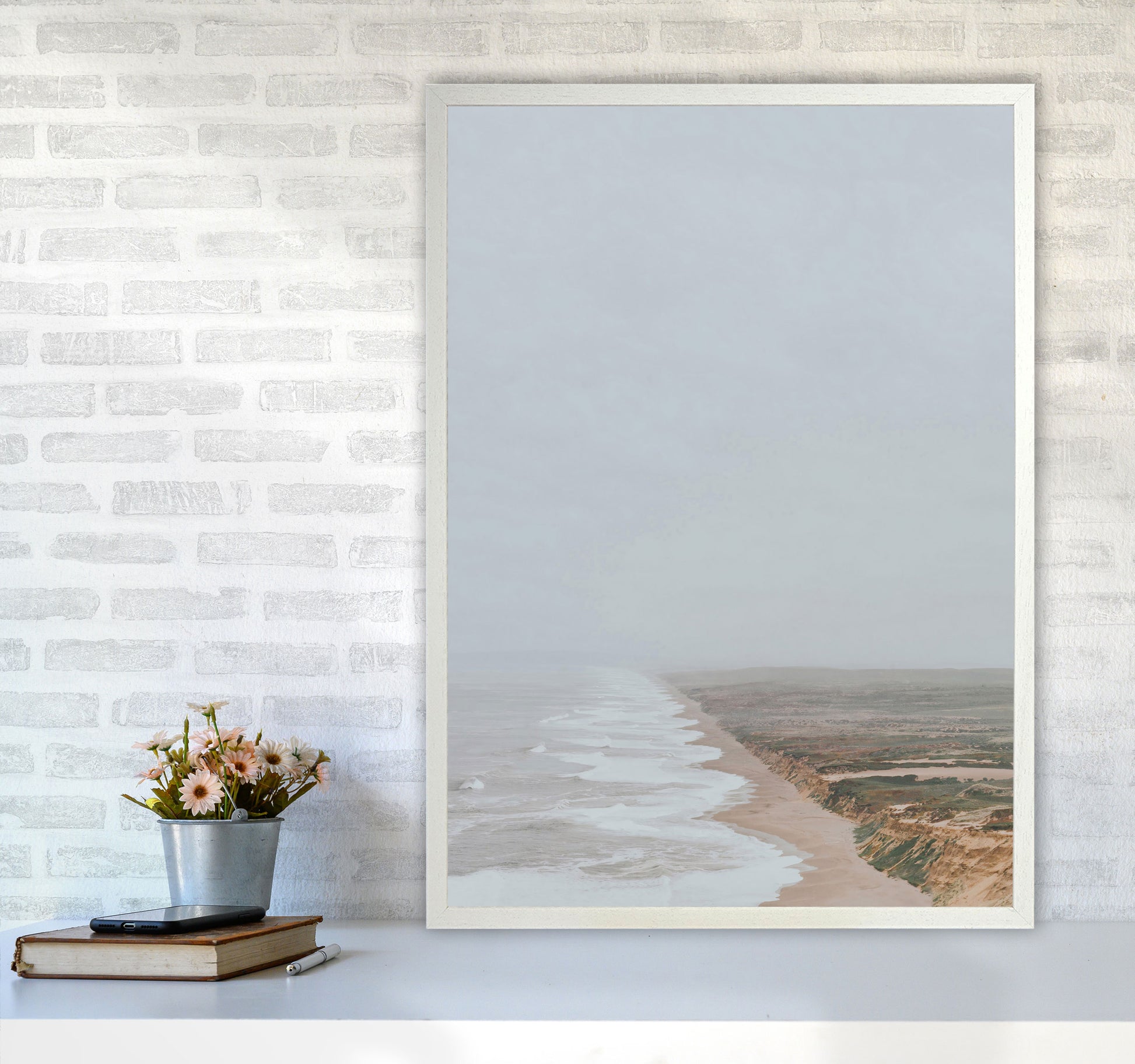 Fog and Waves Art Print by Seven Trees Design A1 Oak Frame