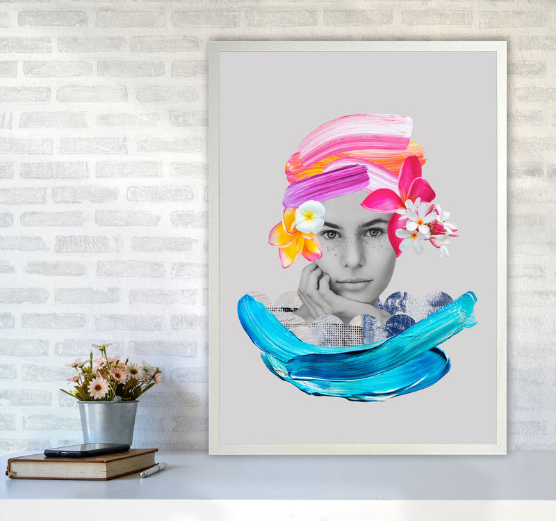 Imagination Girl Art Print by Seven Trees Design A1 Oak Frame