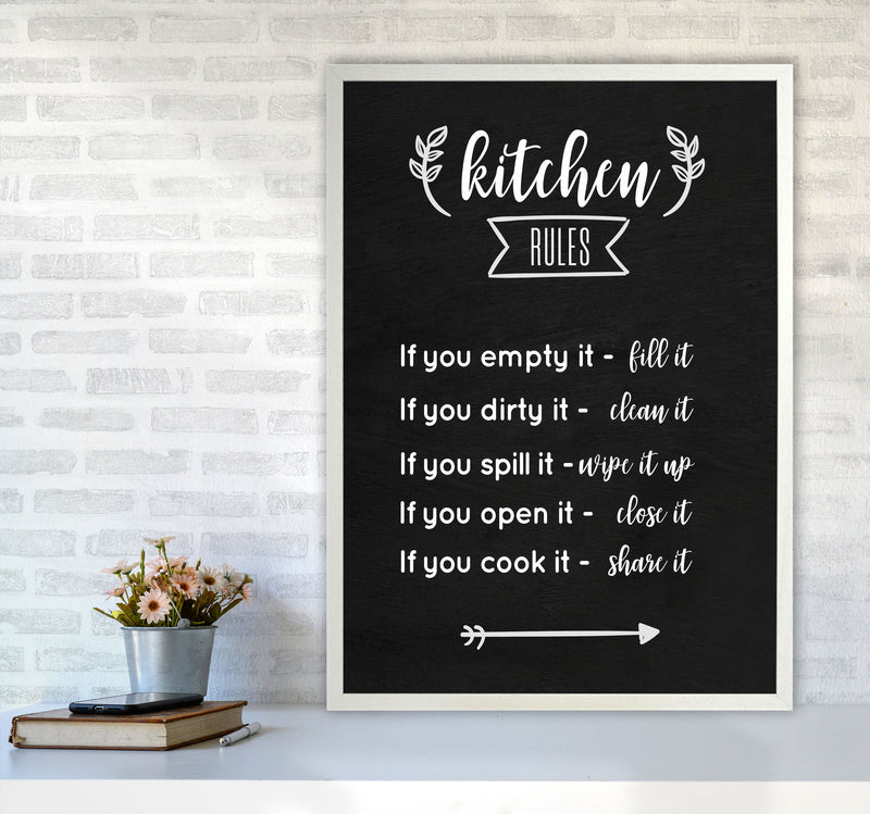 Kitchen rules Art Print by Seven Trees Design A1 Oak Frame