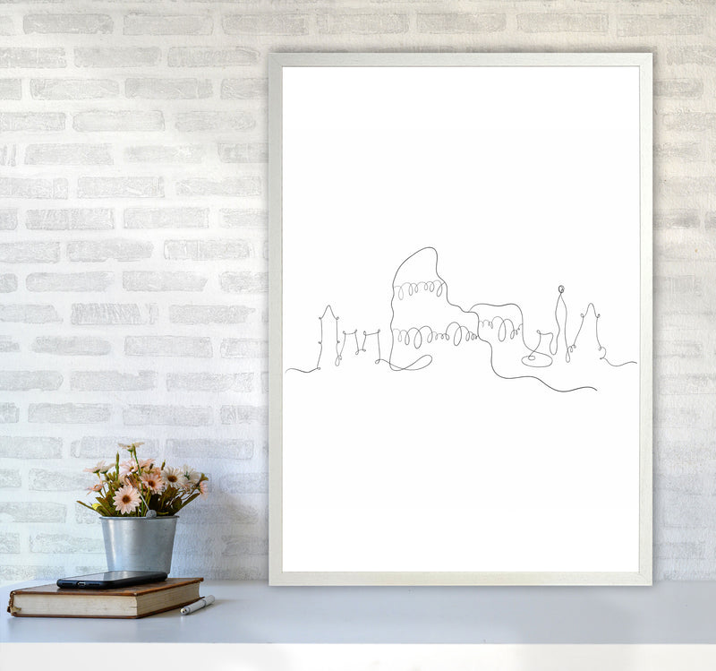 One Line Rome Art Print by Seven Trees Design A1 Oak Frame