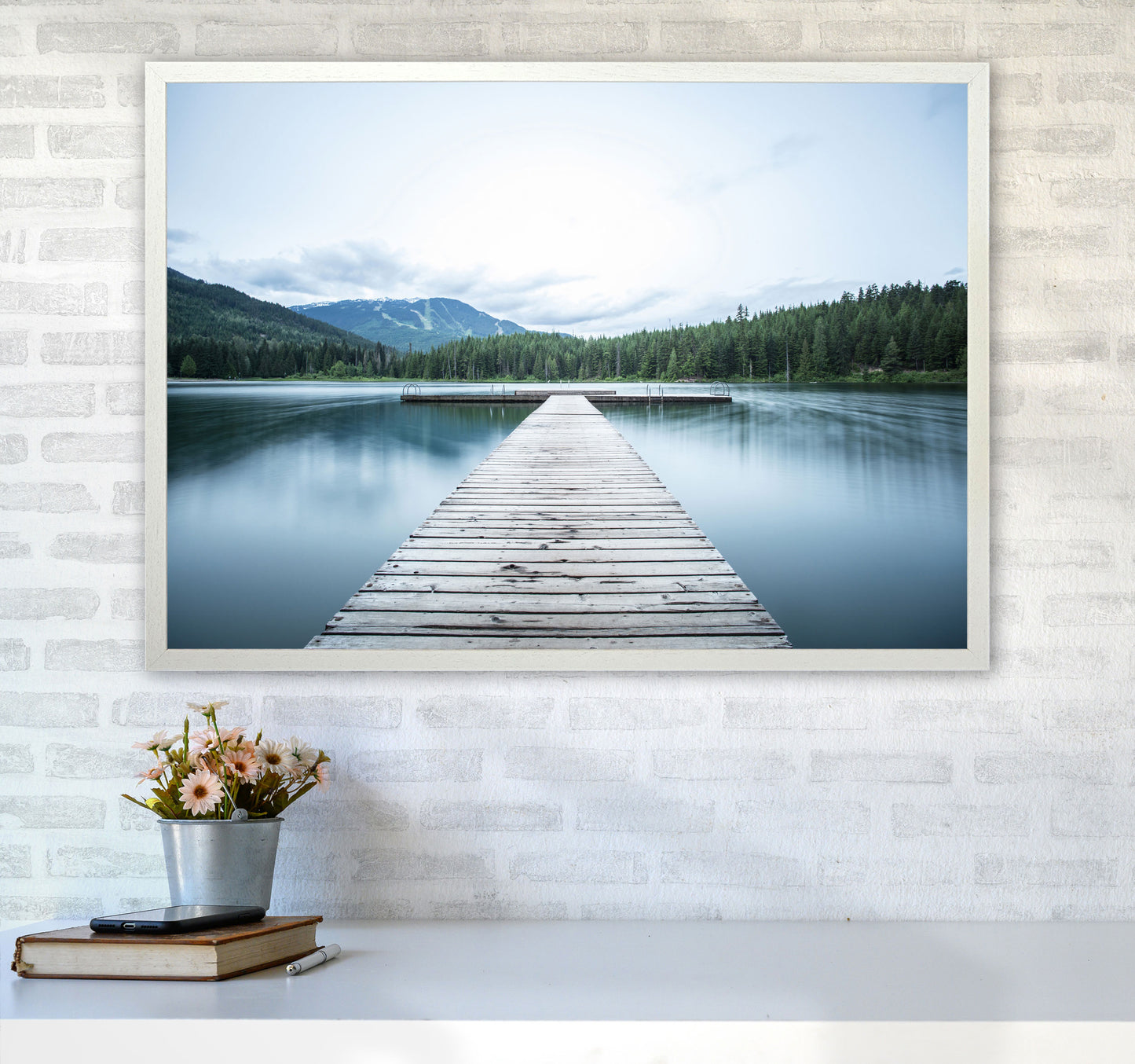 The Lake Art Print by Seven Trees Design A1 Oak Frame