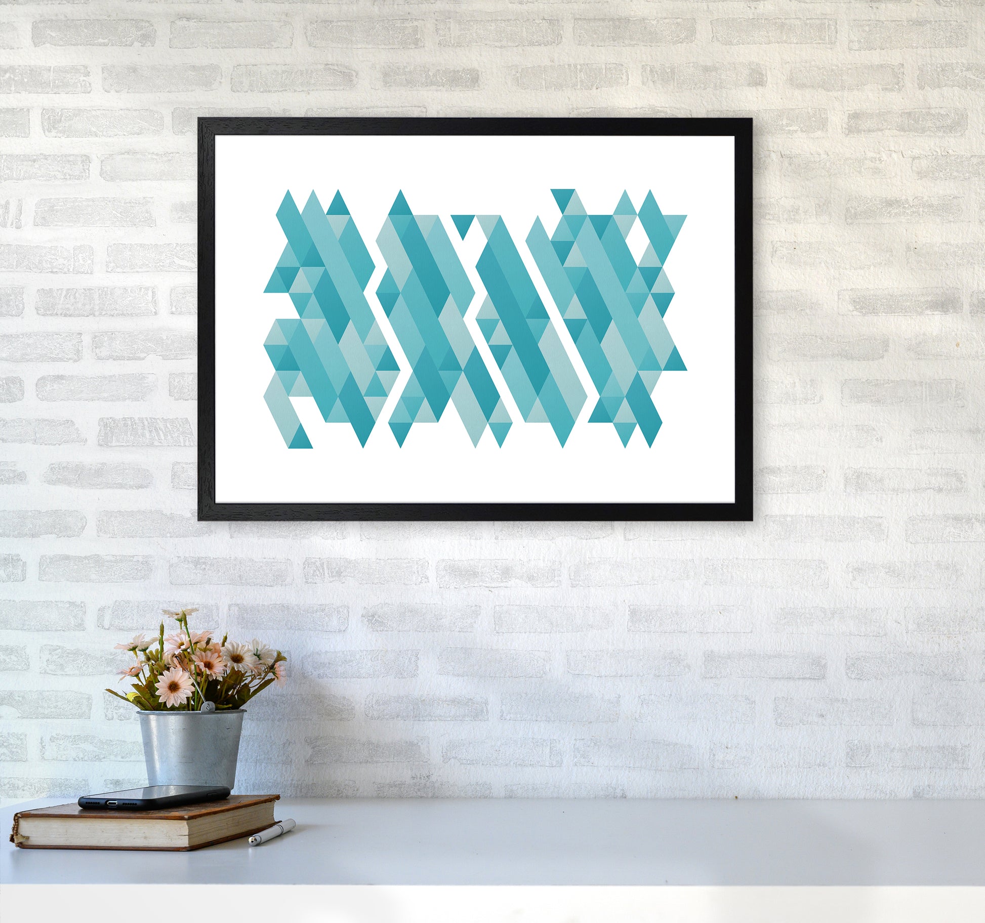 Pieces Of Mountains Abstract Art Print by Seven Trees Design A2 White Frame