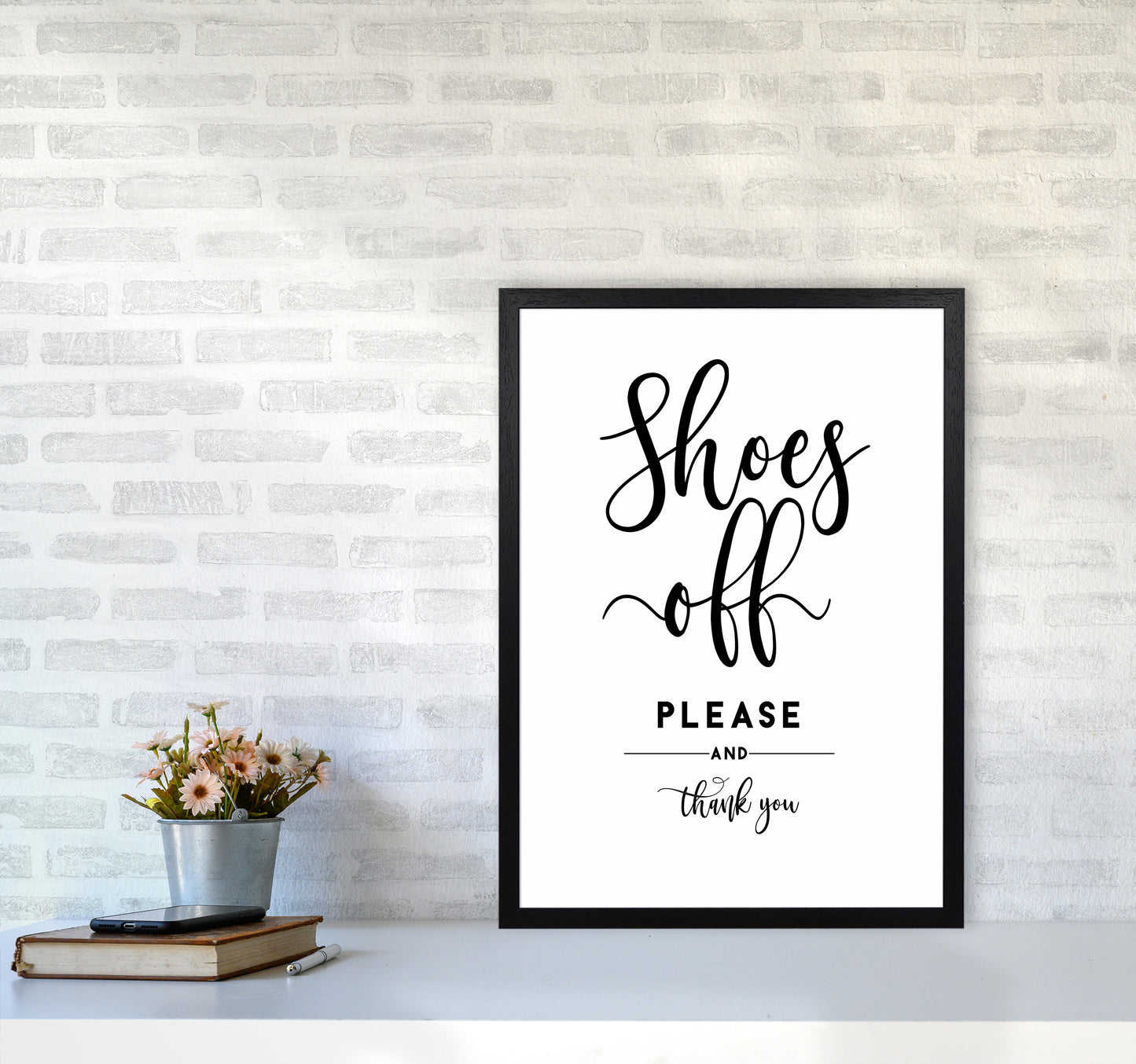 Shoes Off Quote Art Print by Seven Trees Design