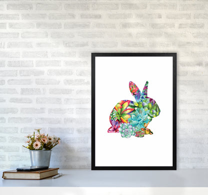 Succulents Bunny Animal Art Print by Seven Trees Design A2 White Frame