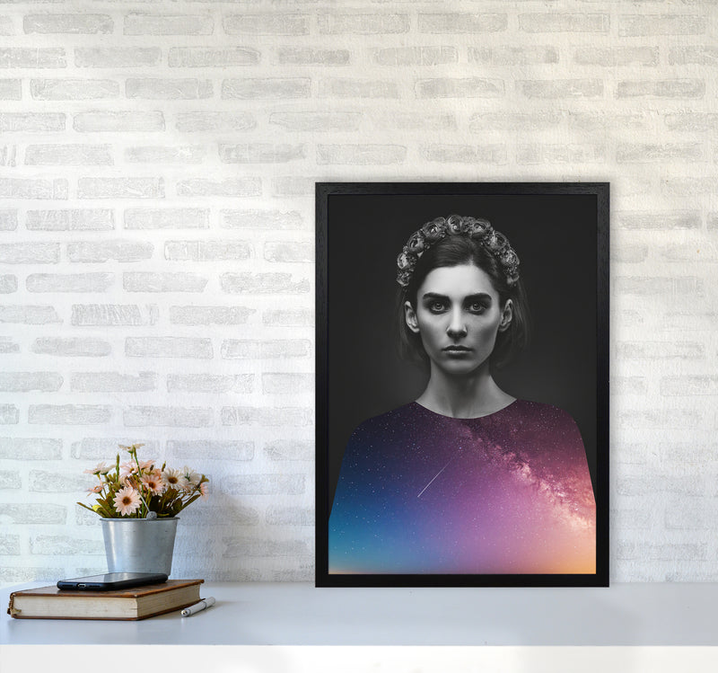 The Girl And The Stars Art Print by Seven Trees Design A2 White Frame