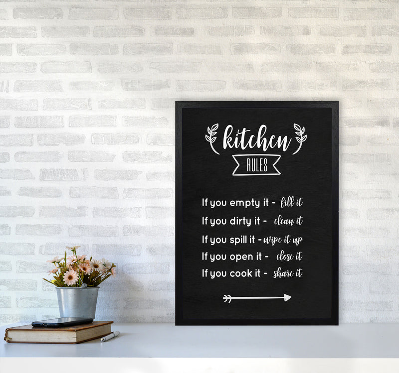 Kitchen rules Art Print by Seven Trees Design A2 White Frame