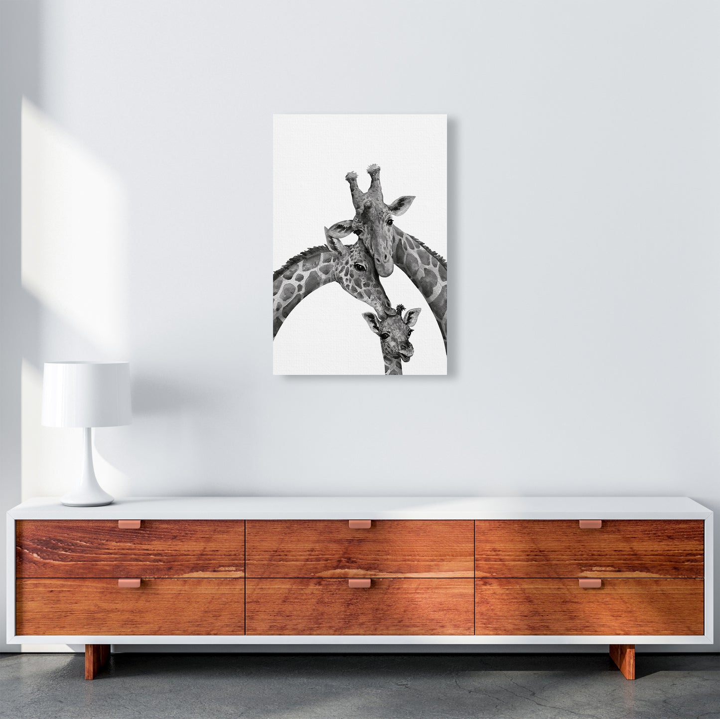 Giraffe Family Photography Art Print by Seven Trees Design A2 Canvas