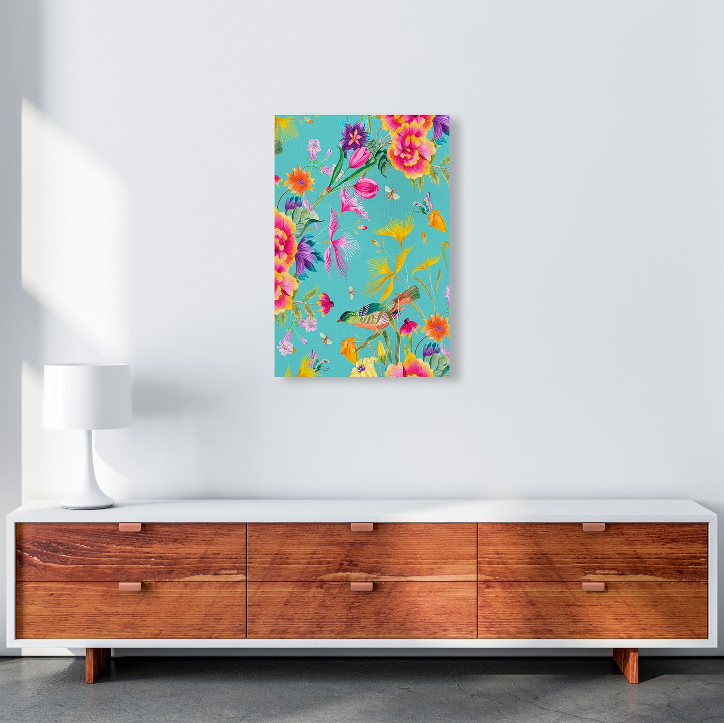Spring Joy in blue Floral Art Print by Seven Trees Design A2 Canvas