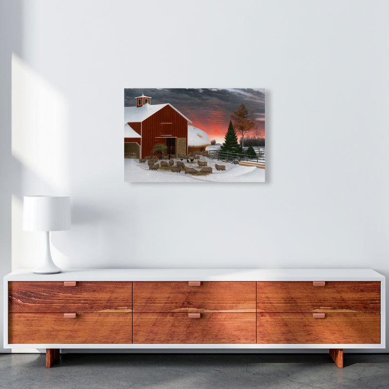 Snowy Farm Art Print by Seven Trees Design A2 Canvas