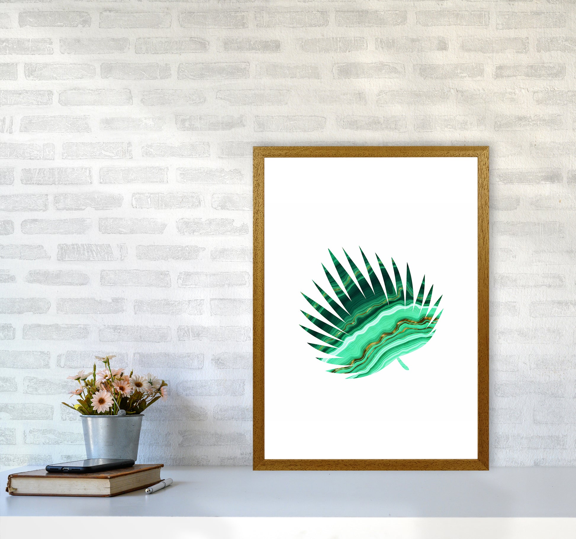 Green Marble Leaf II Art Print by Seven Trees Design
