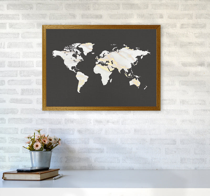 Marble Gold World Map Art Print by Seven Trees Design A2 Print Only