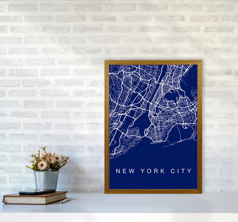 NYC Streets Blue Map Art Print by Seven Trees Design A2 Print Only