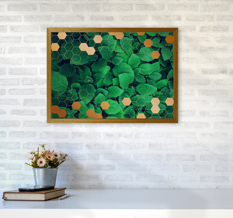 Polygonal Gold Leaves Art Print by Seven Trees Design A2 Print Only