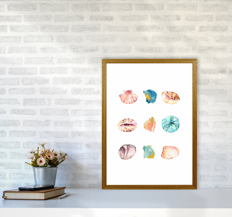 Sea And Brush Strokes II Shell Art Print by Seven Trees Design A2 Print Only
