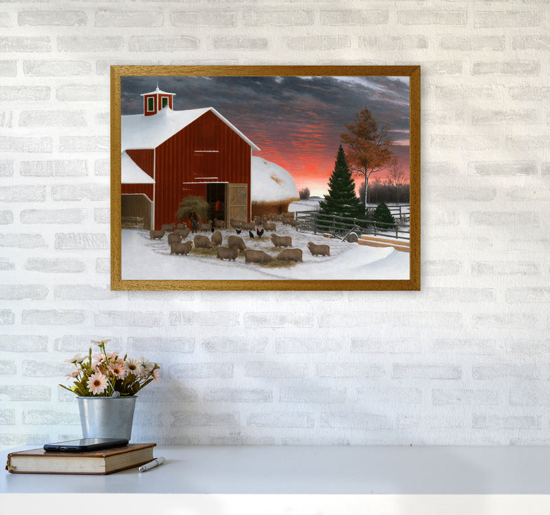 Snowy Farm Art Print by Seven Trees Design A2 Print Only