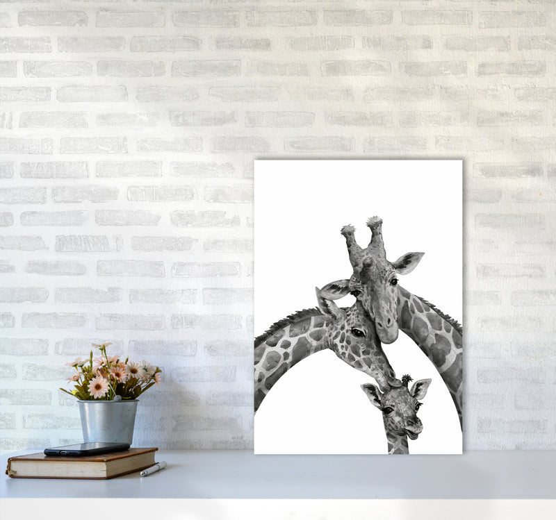 Giraffe Family Photography Art Print by Seven Trees Design A2 Black Frame