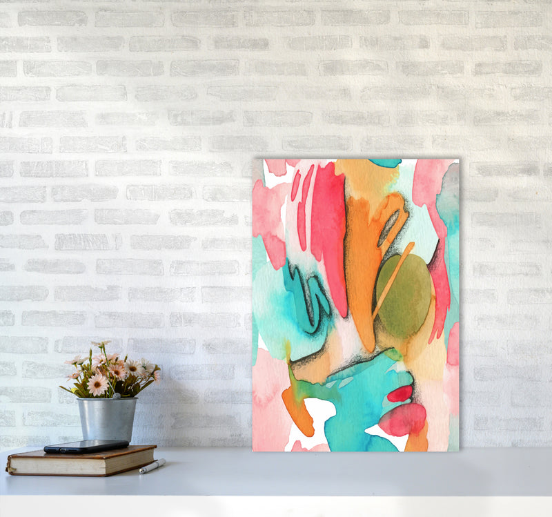 Abstract Watercolor Art Print by Seven Trees Design A2 Black Frame