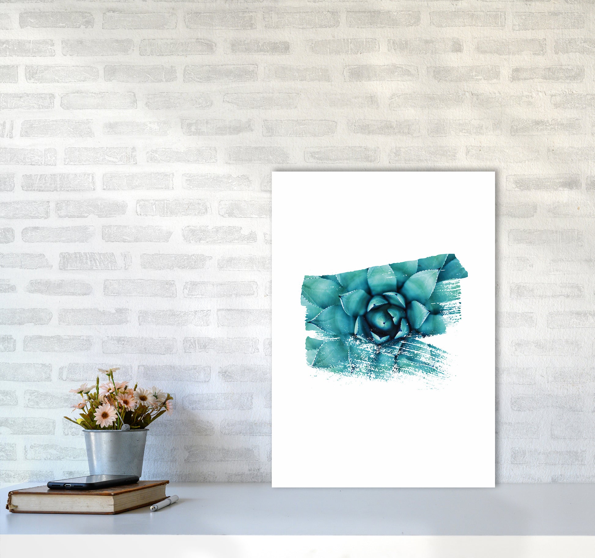 Modern Succulent II Art Print by Seven Trees Design A2 Black Frame