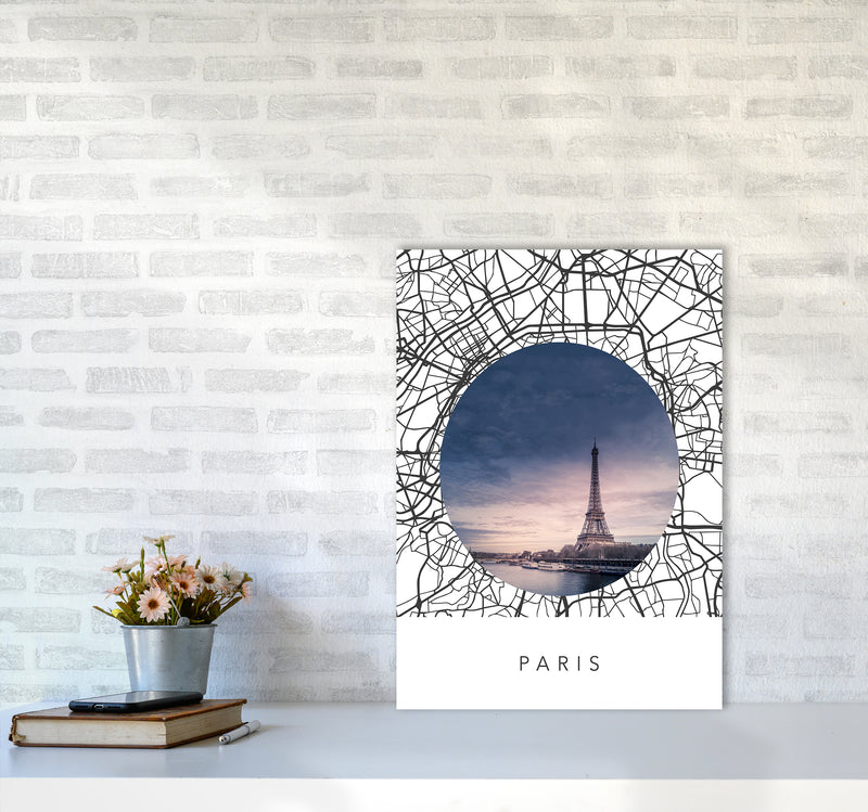 Paris Streets Collage Art Print by Seven Trees Design A2 Black Frame