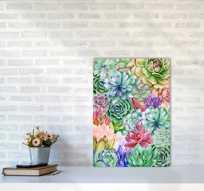 Succulents Paradise Botanical Art Print by Seven Trees Design A2 Black Frame